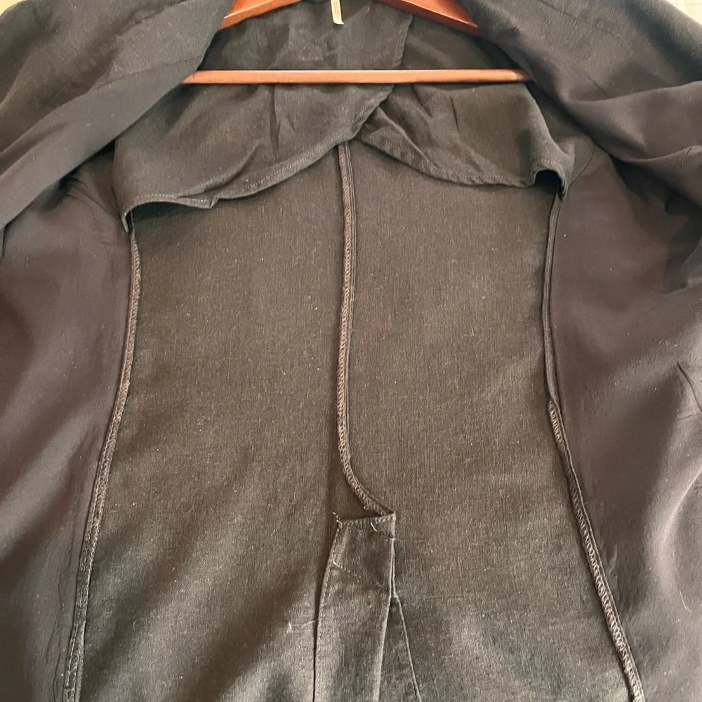 Free People Black Blazer Size Small Linen Viscose Flare Sleeves Super Cute
